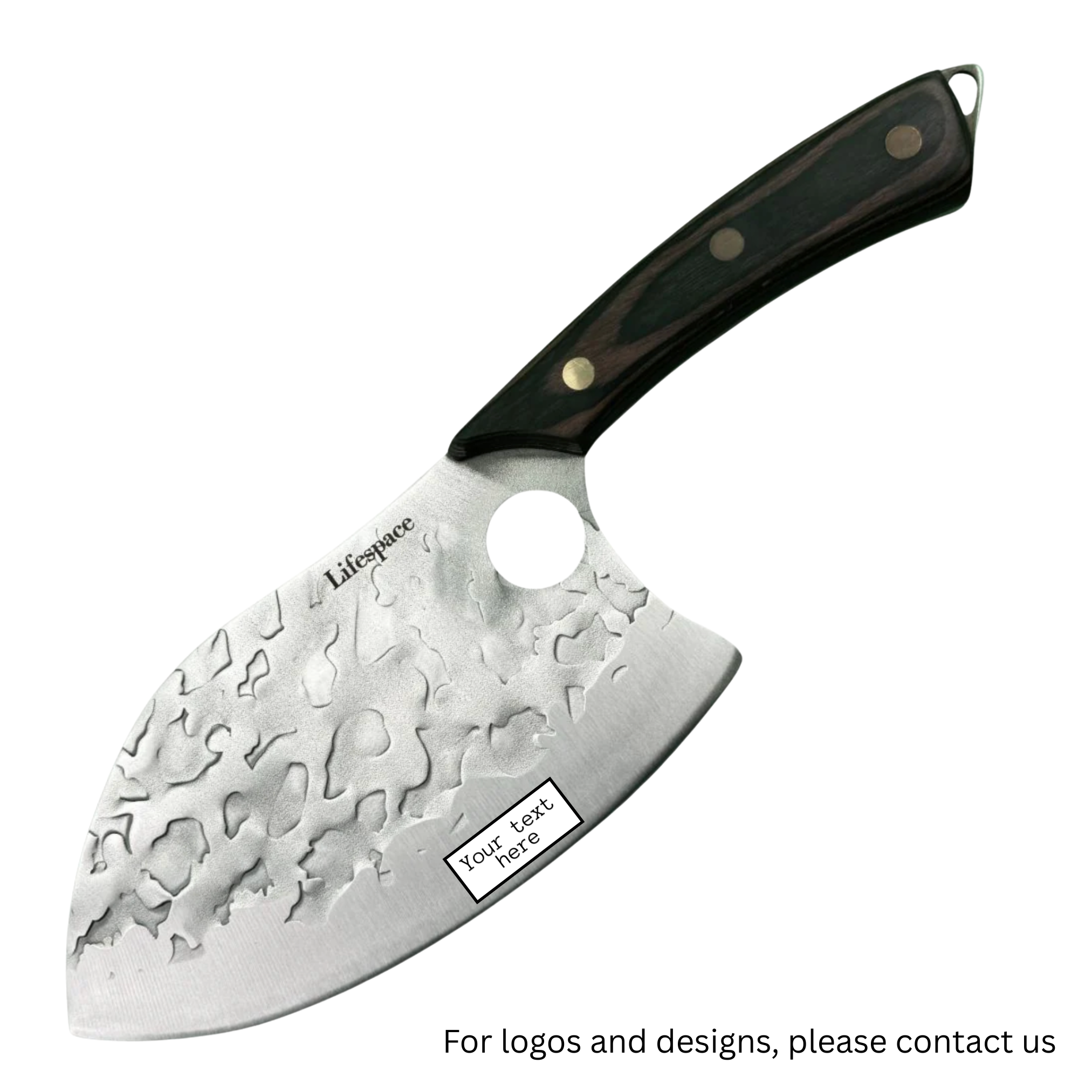 Lifespace 7in Peach Hammered BBQ Meat Cleaver with Hole