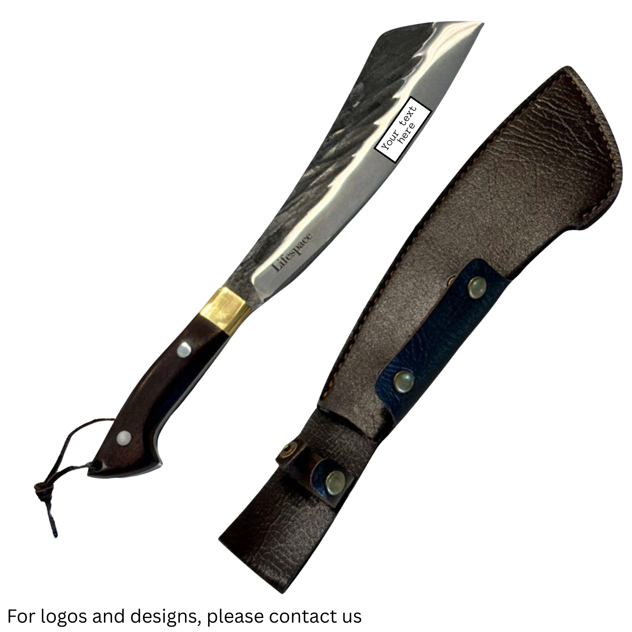 Lifespace Chopping Cleaver — Dark Wood & Copper Bolster Handle with Leather Sheath