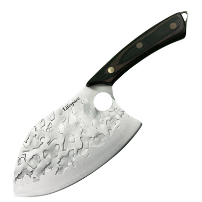 Lifespace 7in Peach Hammered BBQ Meat Cleaver with Hole