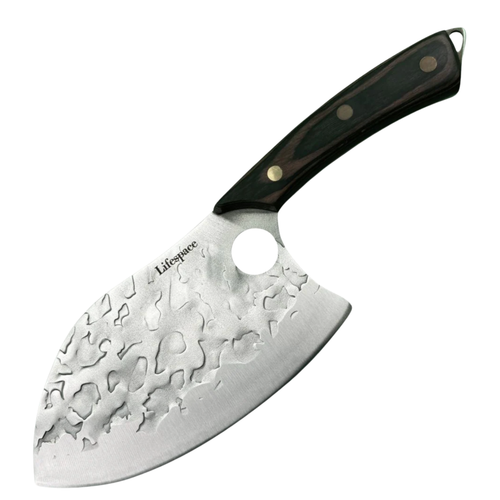 Lifespace 7in Peach Hammered BBQ Meat Cleaver with Hole