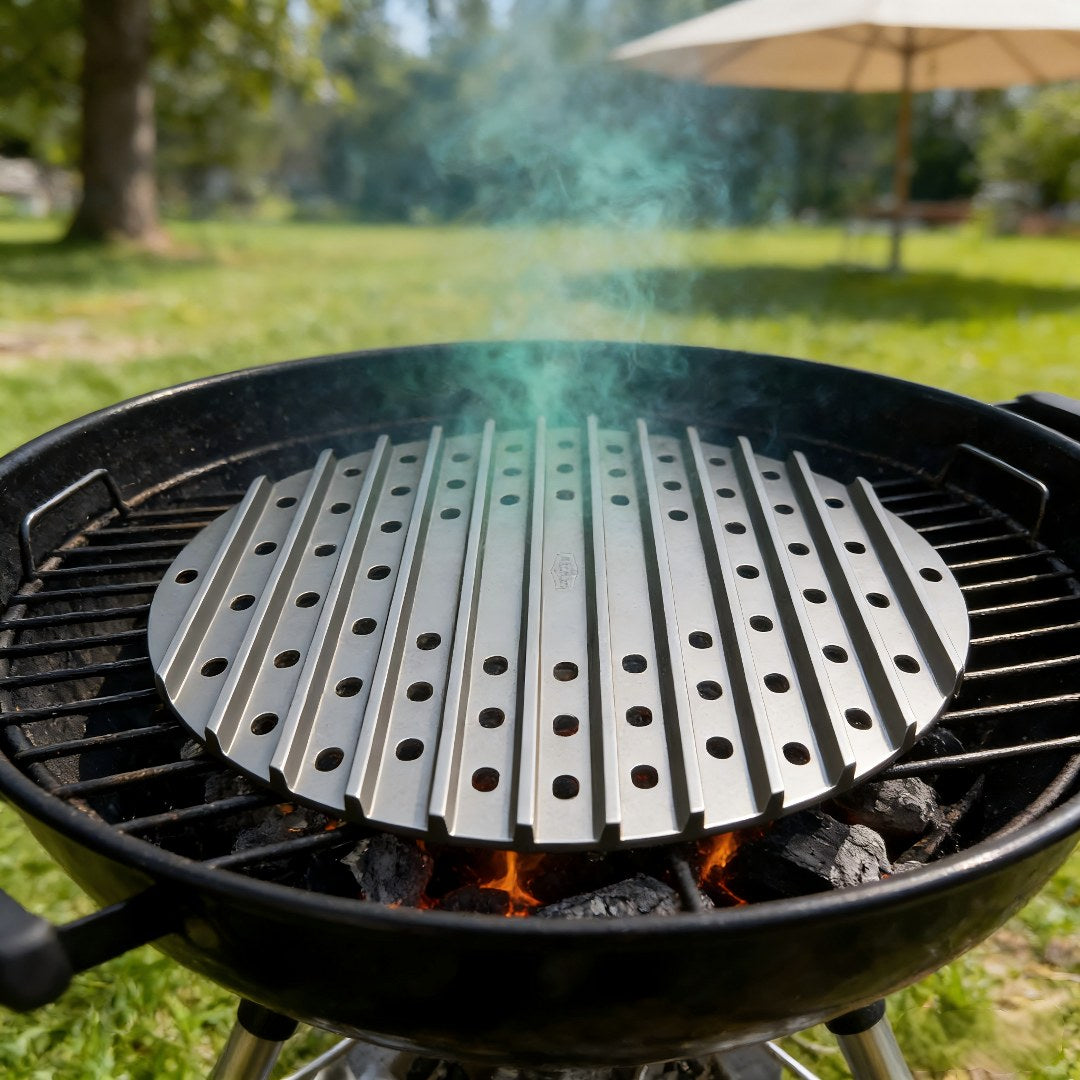 Lifespace Competition Grade Perforated Griddle Steak Grate with Raised Grill Rails - 12.8" & Handle