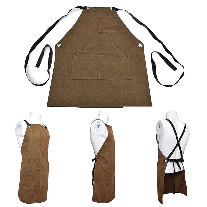 Lifespace Premium Khaki Wax Canvas BBQ Grill Work Apron