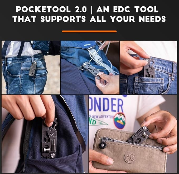 Lifespace 30-in-1 EDC Pocket Knife Multi-Tool — Wallet Size, 420 Stainless Steel (Gun Shape)