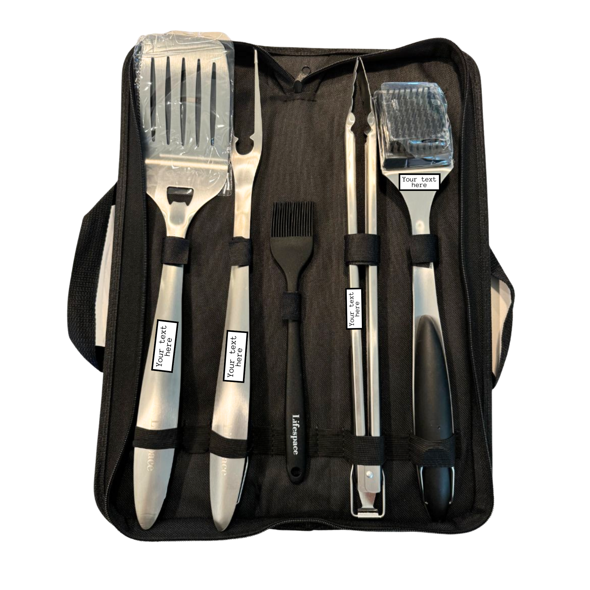 Lifespace Premium Heavy Duty 5 piece Grill Tool Set with Carry Storage Bag