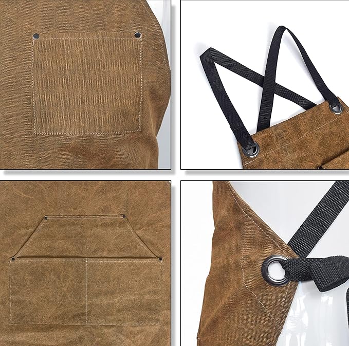 Lifespace Premium Khaki Wax Canvas BBQ Grill Work Apron
