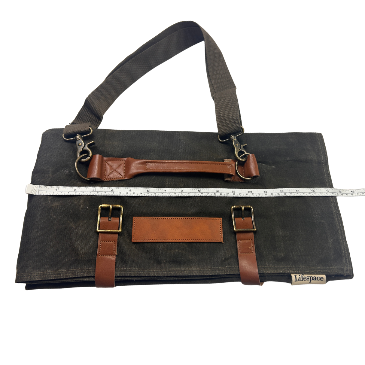 Lifespace Premium Leather & Waxed Canvas Utensil & Knife Roll - 8 Slots & Zip Pouch
