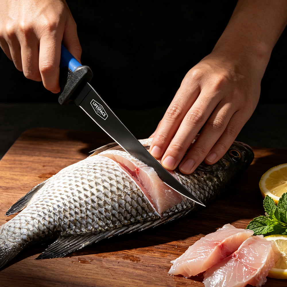 Lifespace 6" Stainless Steel Fish Filleting Knife With Sheath