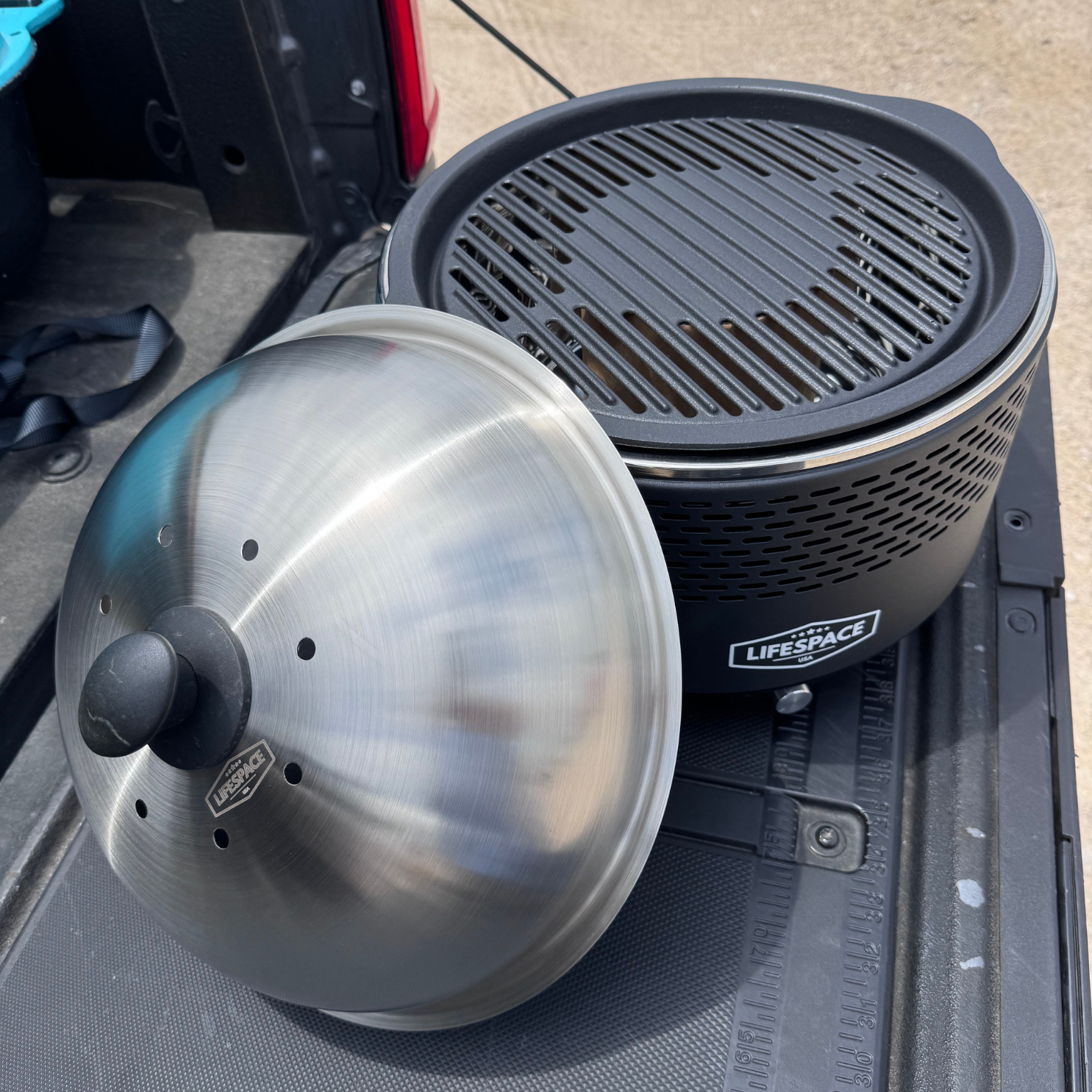 Lifespace Portable Charcoal Grill with Turbo Fan, Dome Lid, Cast Iron Grate & Carry Bag