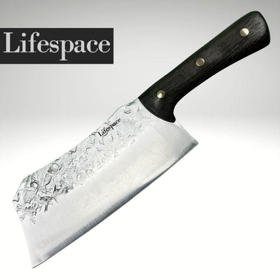 Lifespace 7” Chef Chopping Cleaver with 3 Rivets & Wood Handle
