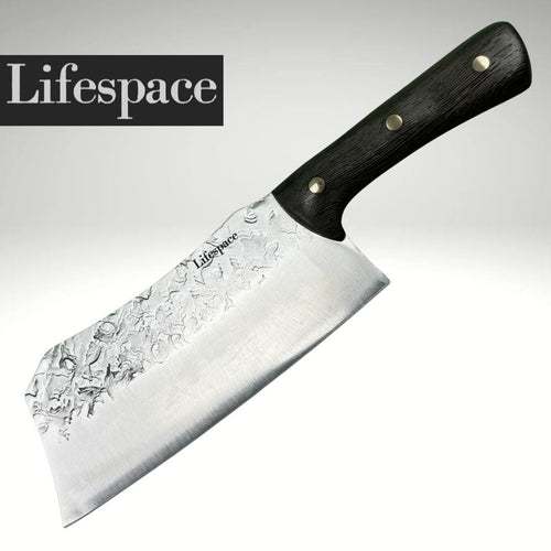 Lifespace 7” Chef Chopping Cleaver with 3 Rivets & Wood Handle