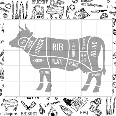 Lifespace Disposable 24" x 18" "Cow" Cutting Boards - 50x Sheets