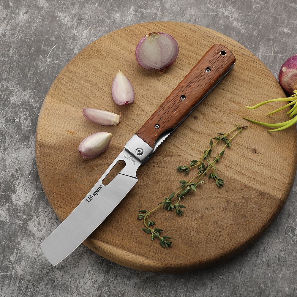 Lifespace Folding Japanese Chef Knife — 440A Stainless Steel, Camp & Outdoor Cooking