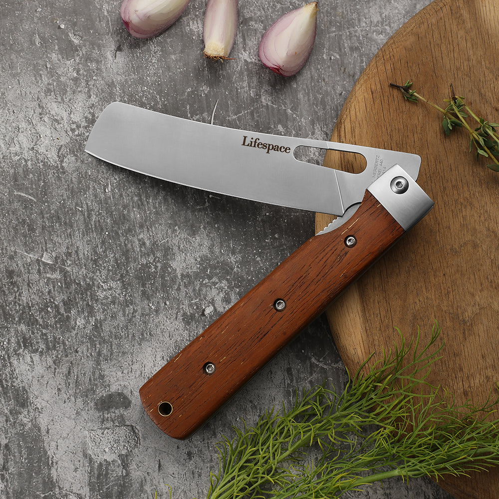 Lifespace Folding Japanese Chef Knife — 440A Stainless Steel, Camp & Outdoor Cooking