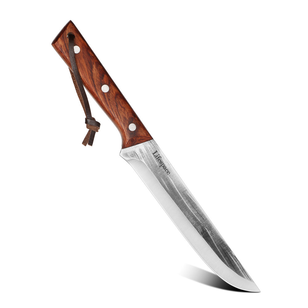 Lifespace Texas Barbecue 6.7 Inch Broad-Blade Utility Knife with Red Wood Handle