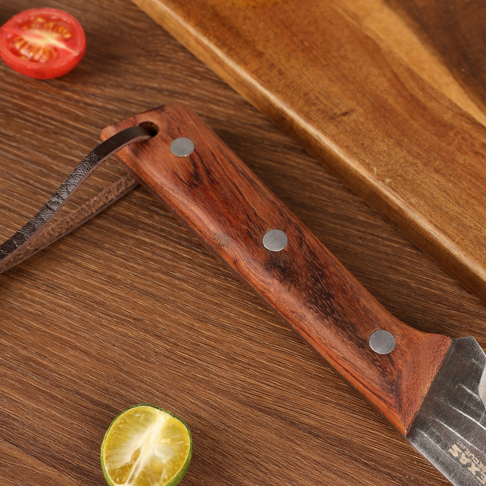 Lifespace Texas Barbecue 6.7 Inch Broad-Blade Utility Knife with Red Wood Handle