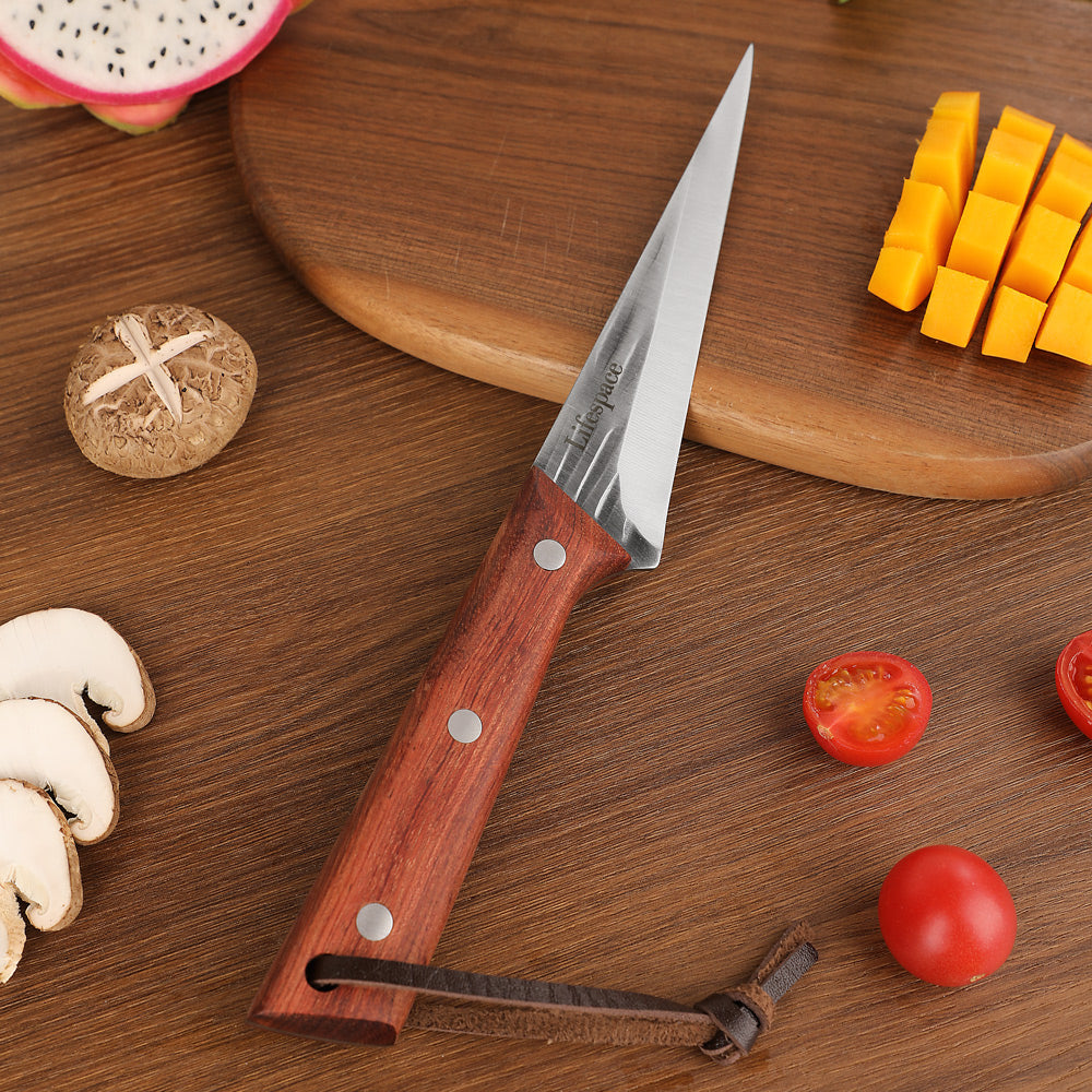 Lifespace 5.7" Texas Toothpick Pointed Cleaning Knife — Red Wood Handle, BBQ & Butcher