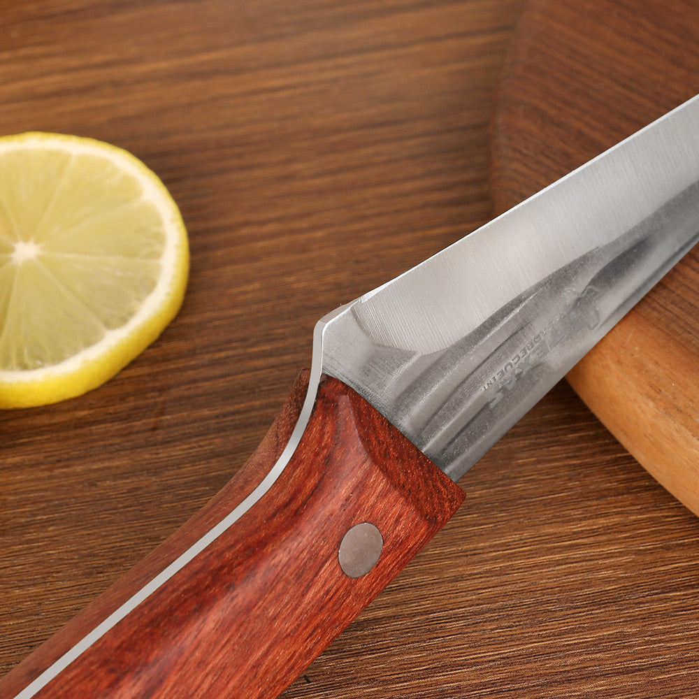 Lifespace 5.7" Texas Toothpick Pointed Cleaning Knife — Red Wood Handle, BBQ & Butcher