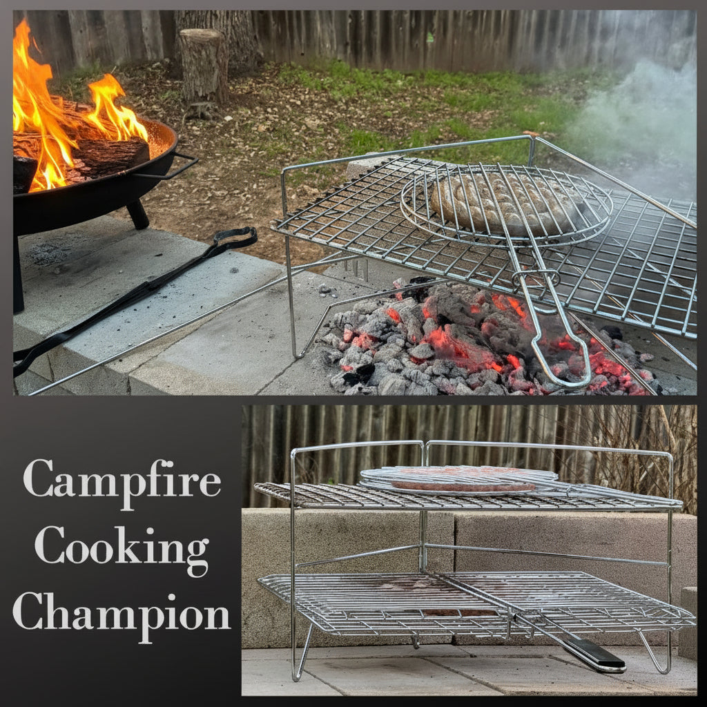 Lifespace Folding Camping Grill Grid Stand - Chrome