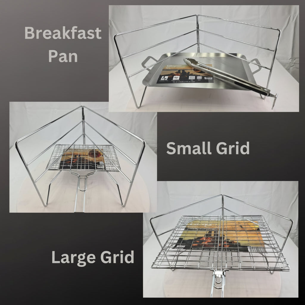 Lifespace Folding Camping Grill Grid Stand - Chrome