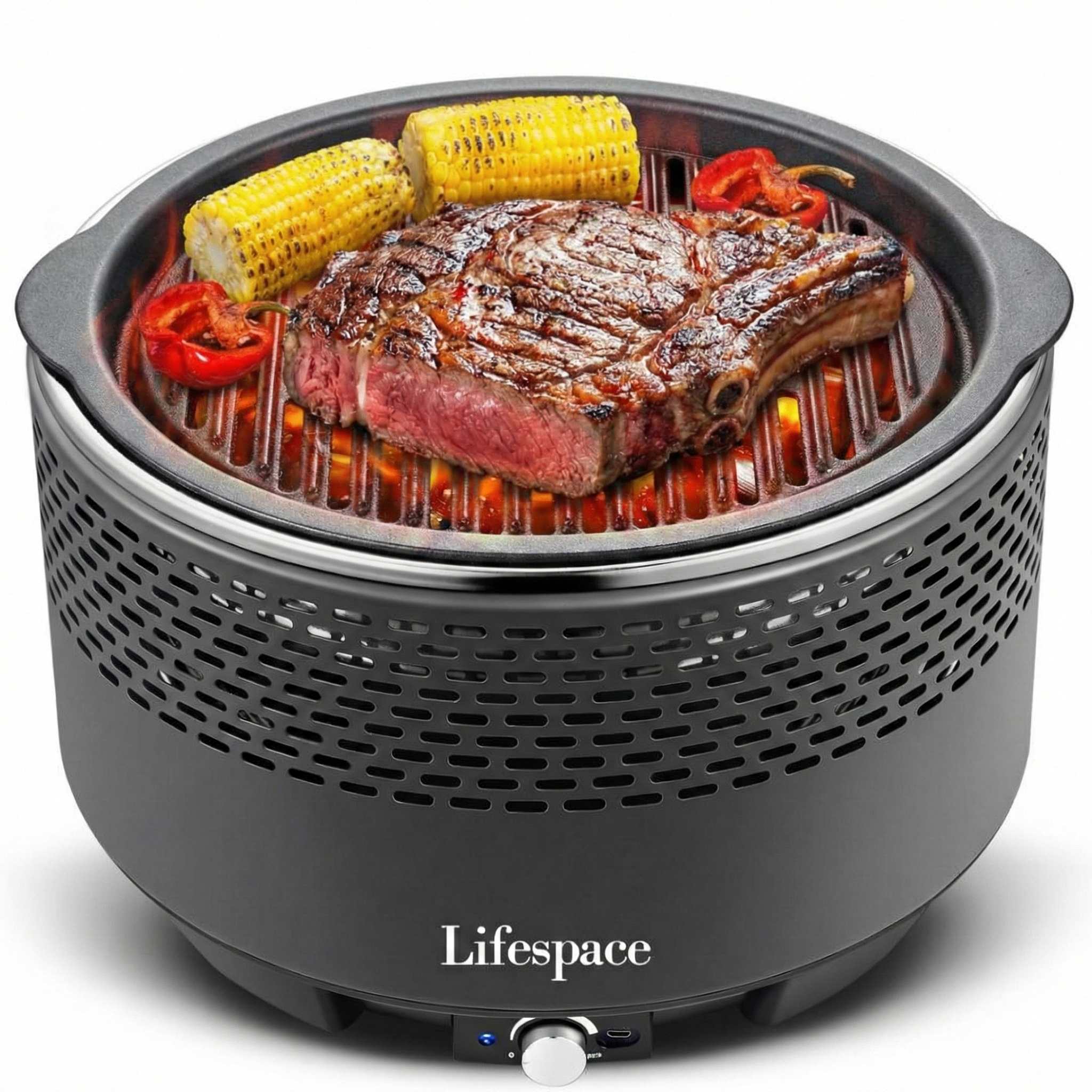 Lifespace Portable Charcoal Grill with Turbo Fan, Dome Lid, Cast Iron Grate & Carry Bag