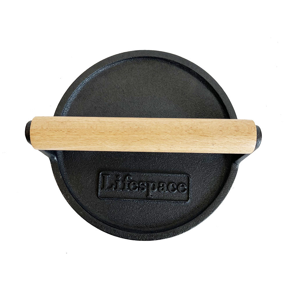 Lifespace Cast Iron Smash Burger Press - Round