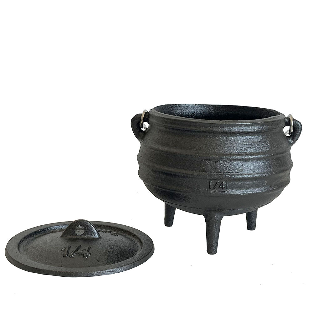 Lifespace Cast Iron 3-Leg Potjie Pot — No. 1/4 Size, Pre-Seasoned, 2-Pack (1.37pt each)