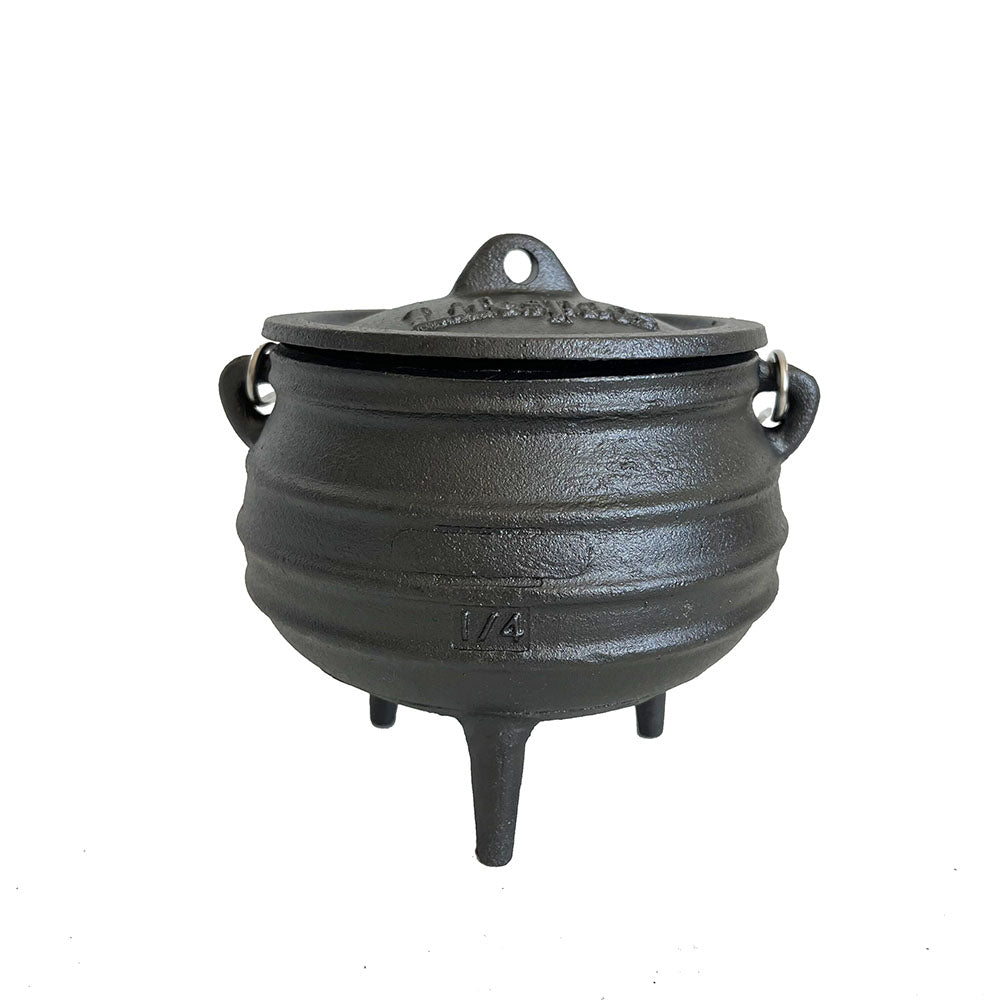 Lifespace Cast Iron 3-Leg Potjie Pot — No. 1/4 Size, Pre-Seasoned, 2-Pack (1.37pt each)