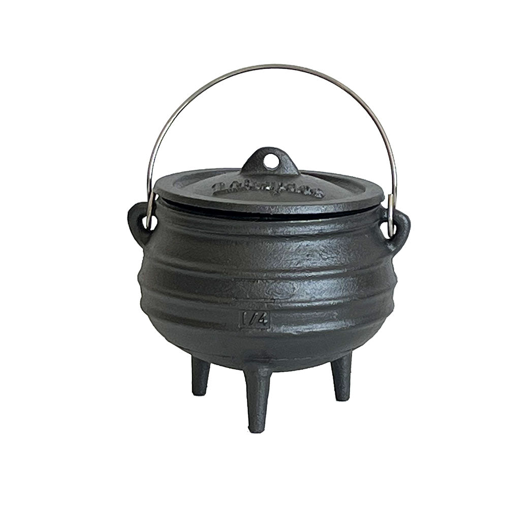 Lifespace Cast Iron 3-Leg Potjie Pot — No. 1/4 Size, Pre-Seasoned, 2-Pack (1.37pt each)