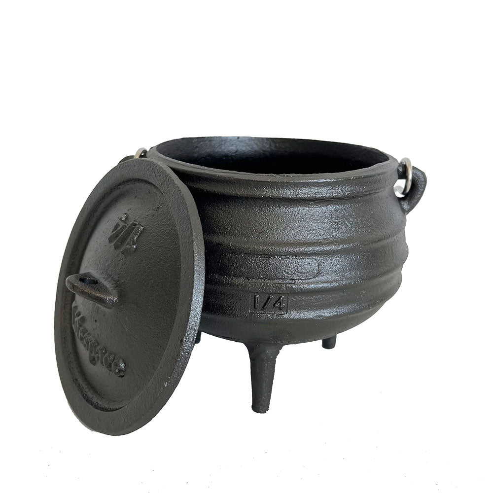 Lifespace Cast Iron 3-Leg Potjie Pot — No. 1/4 Size, Pre-Seasoned, 2-Pack (1.37pt each)