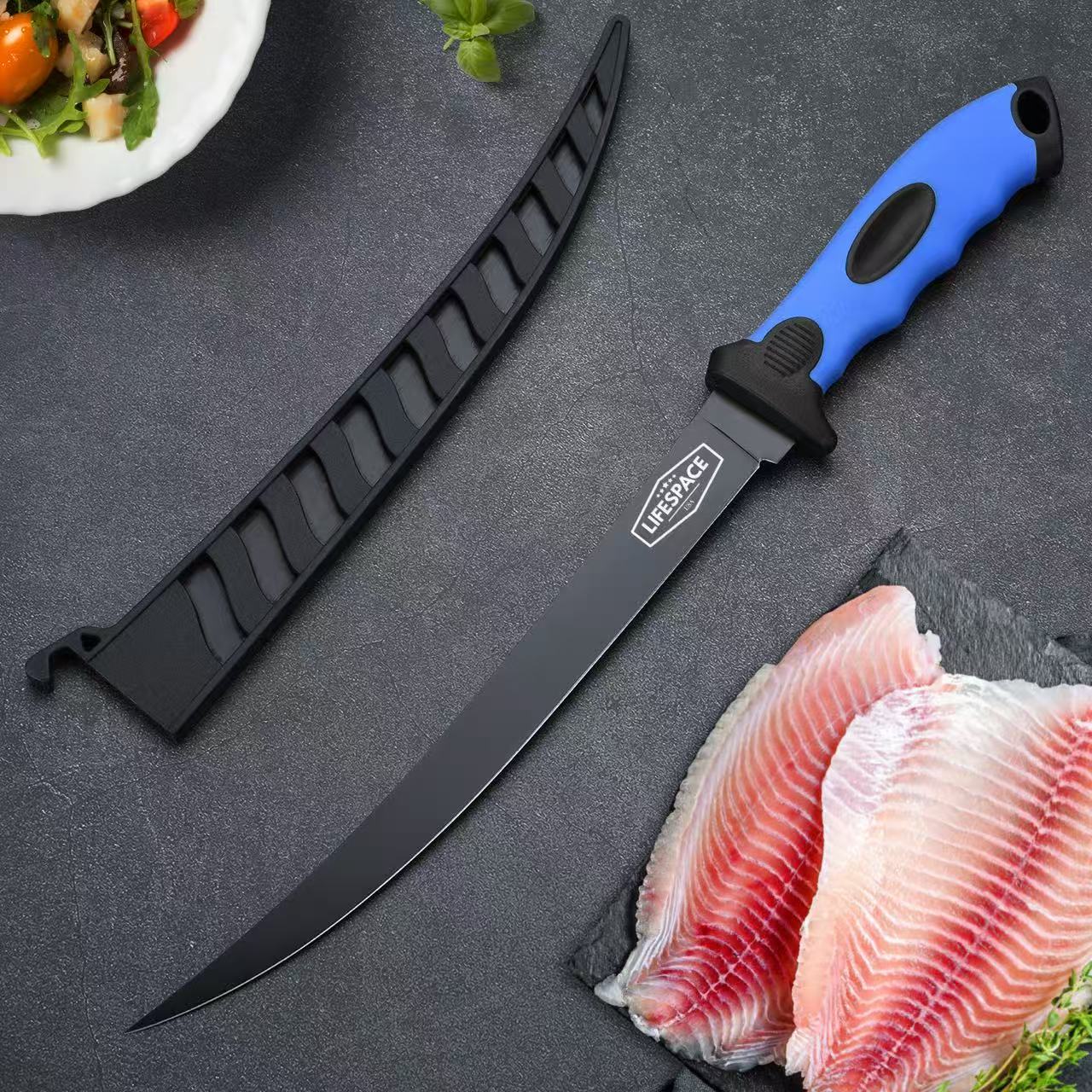 Lifespace 9" Stainless Steel Fish Filleting Knife With Sheath