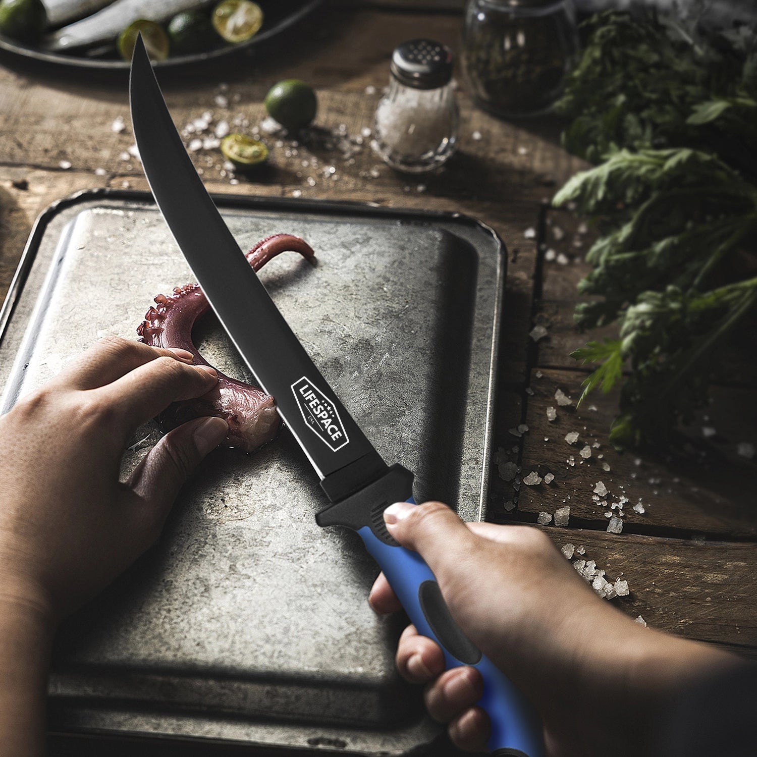 Lifespace 9" Stainless Steel Fish Filleting Knife With Sheath