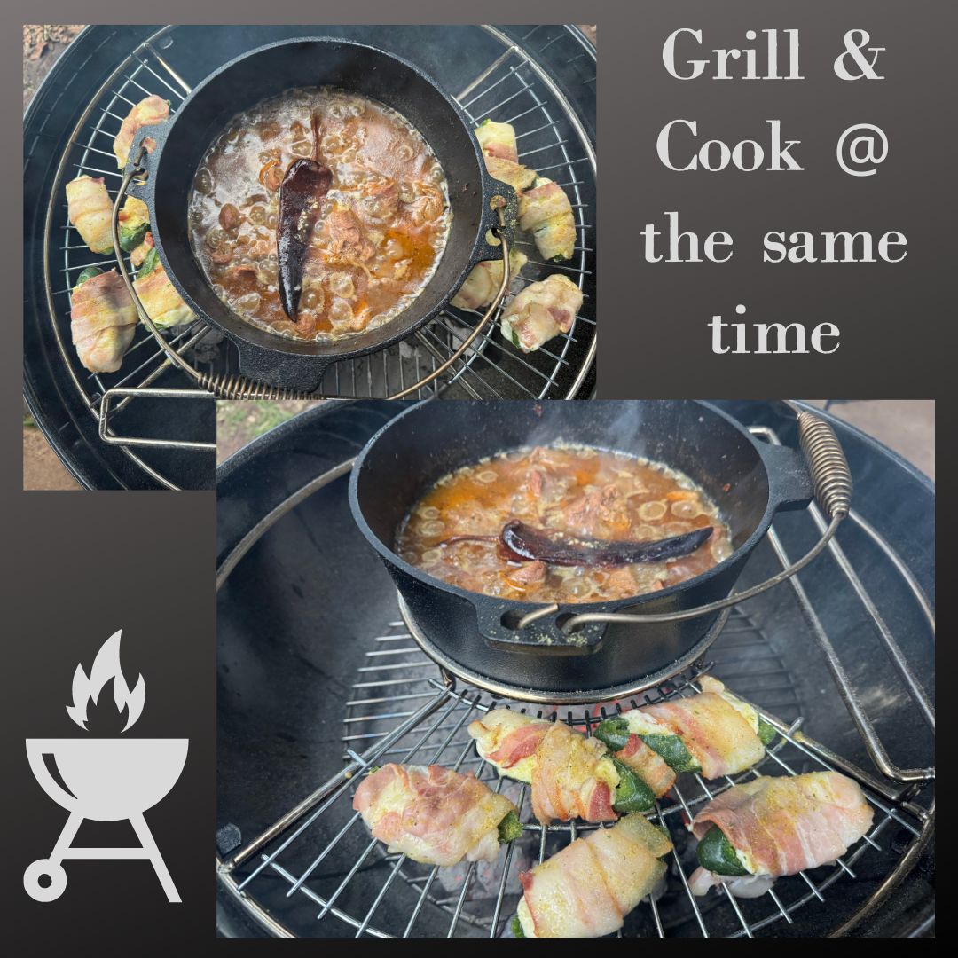 Lifespace Dutch Oven / Pot (Potjie) Ring for 22.5in Kettle Grill with 2 x Side Grids