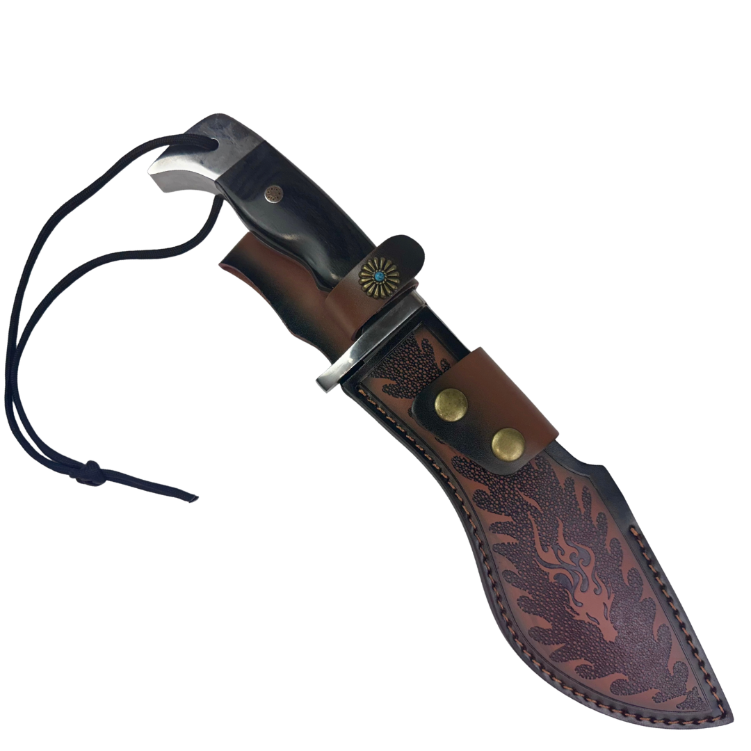 Lifespace Premium AUS-10 SS Kukri Knife with Dragon Leather Sheath – 12.6" Overall