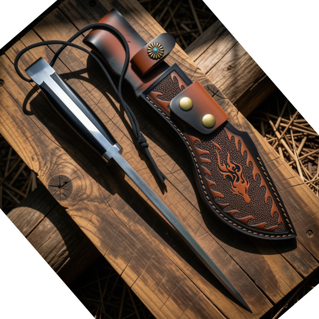 Lifespace Premium AUS-10 SS Kukri Knife with Dragon Leather Sheath – 12.6" Overall