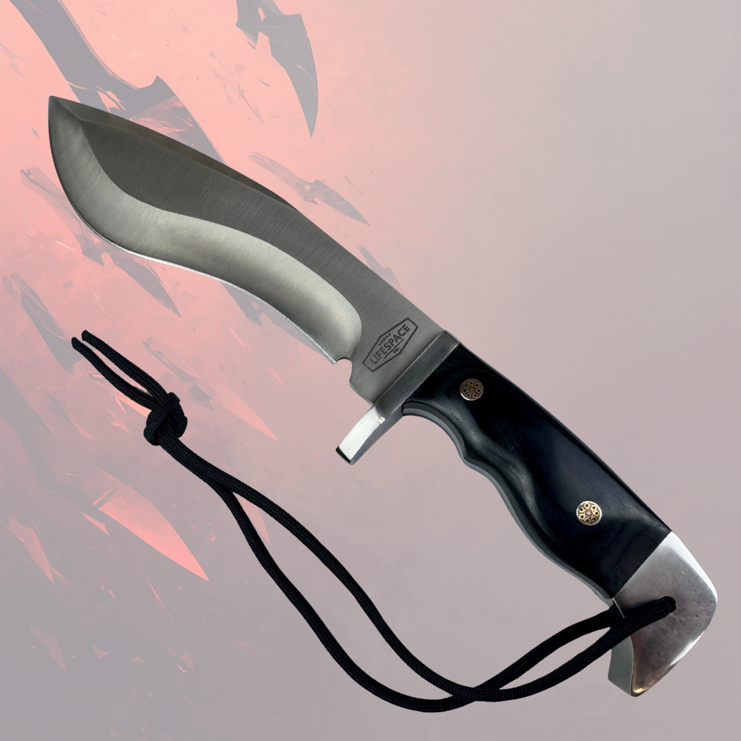 Lifespace Premium AUS-10 SS Kukri Knife with Dragon Leather Sheath – 12.6" Overall