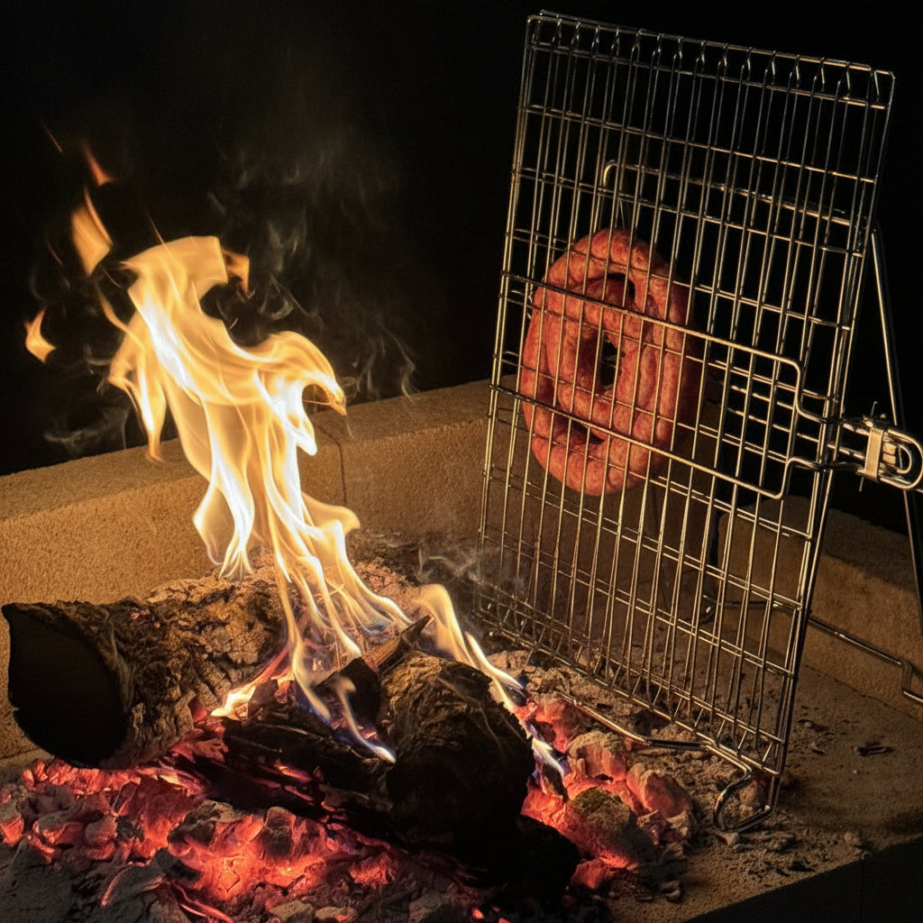 Lifespace Double Sided Live Fire Grid Basket Stand - Chrome
