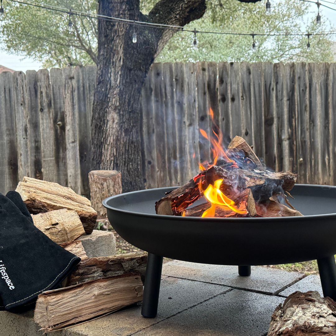 Lifespace 23" Bonfire Bowl Firepit — Heavy-Duty Steel with Carry Handles