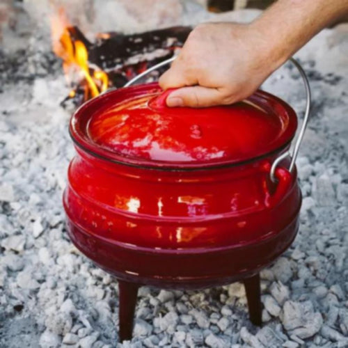 Lifespace No.3 Red Enamel Cast Iron African Cooking Pot/ Cauldron