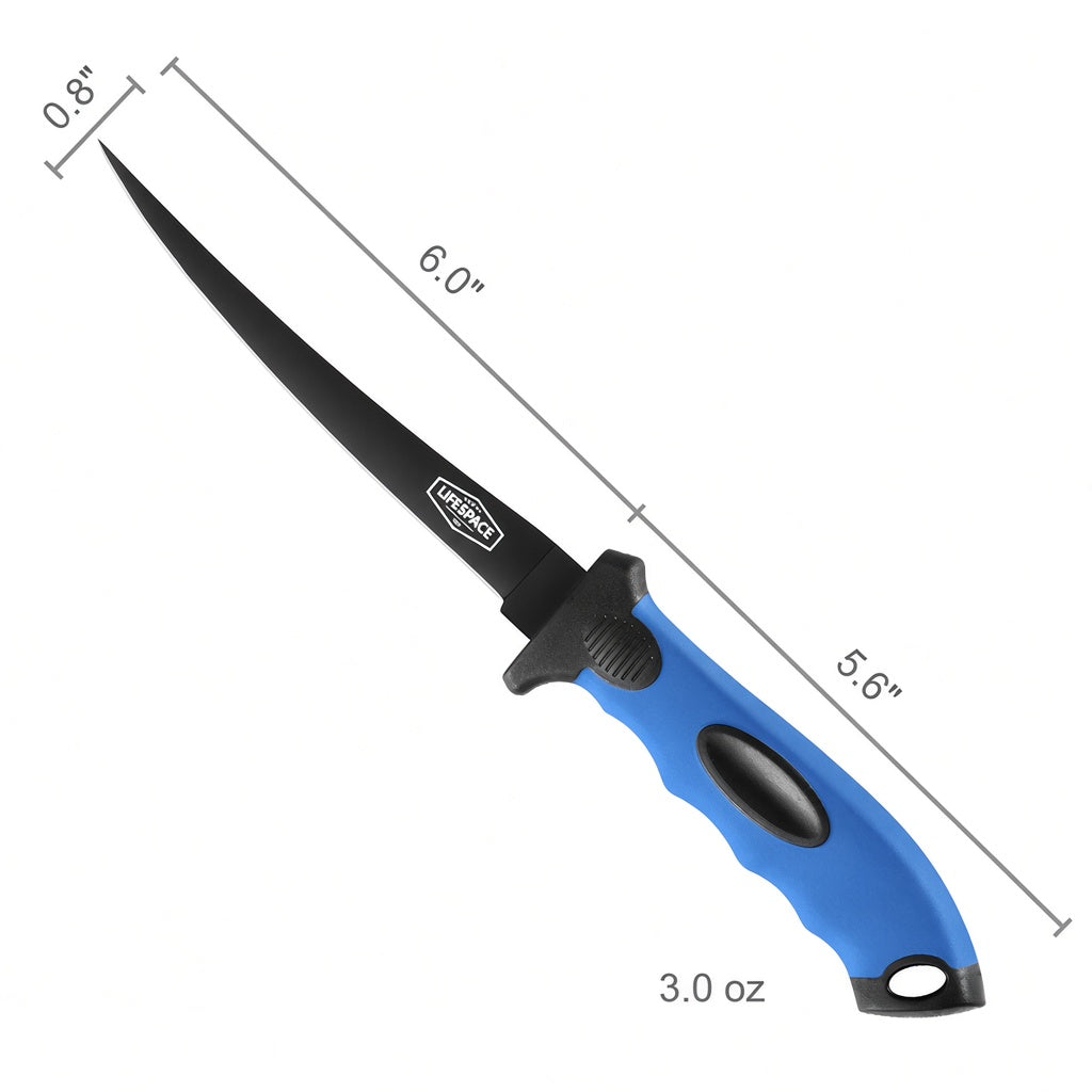 Lifespace 6" Stainless Steel Fish Filleting Knife With Sheath