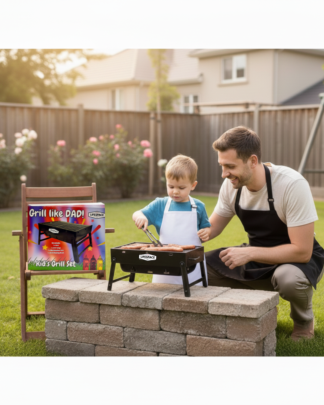 Lifespace Kid's Grill Set (USA) with Accessories - Junior Grillmaster Adventure Kit