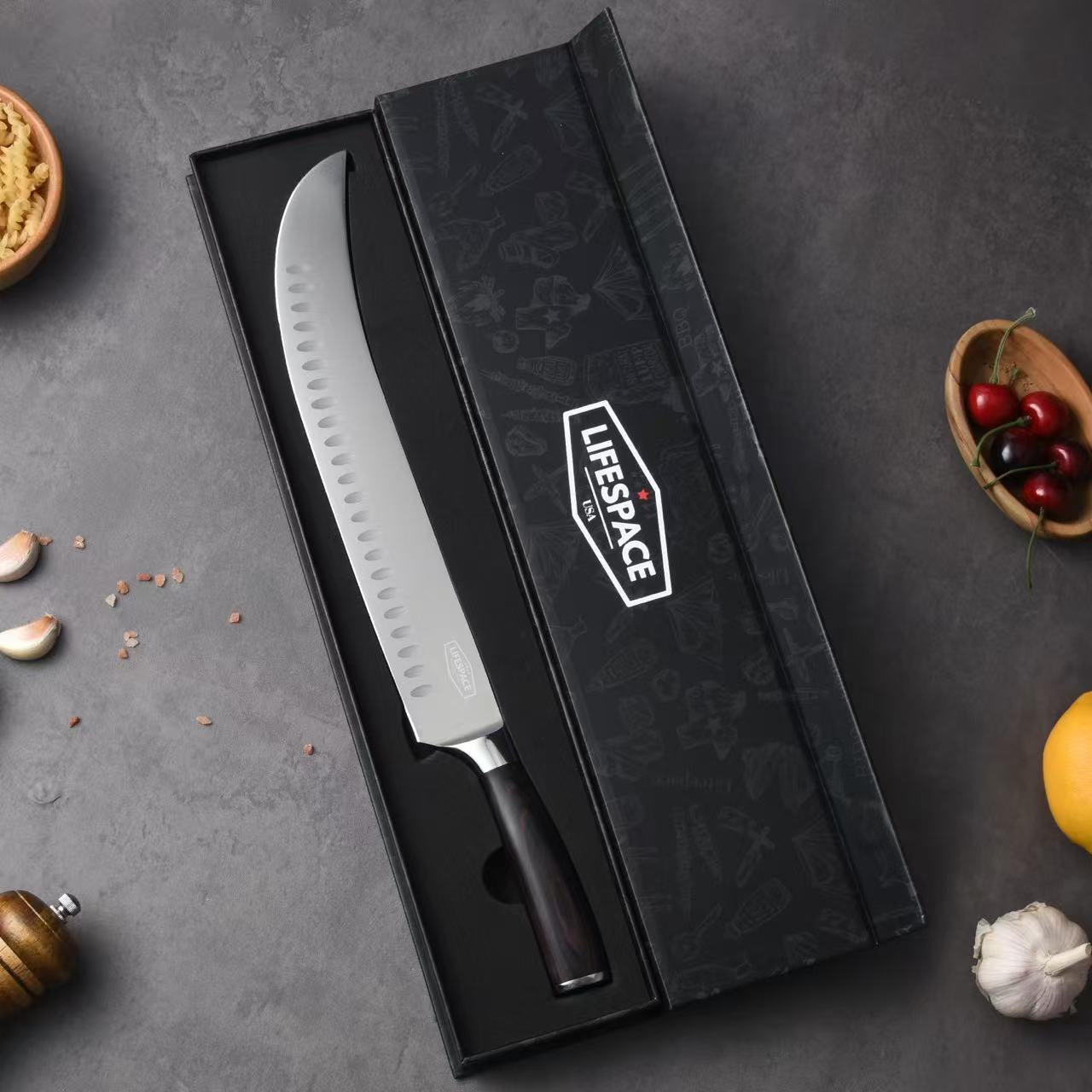 Lifespace 12" Slaughter Slicing Carving Knife in Gift Box