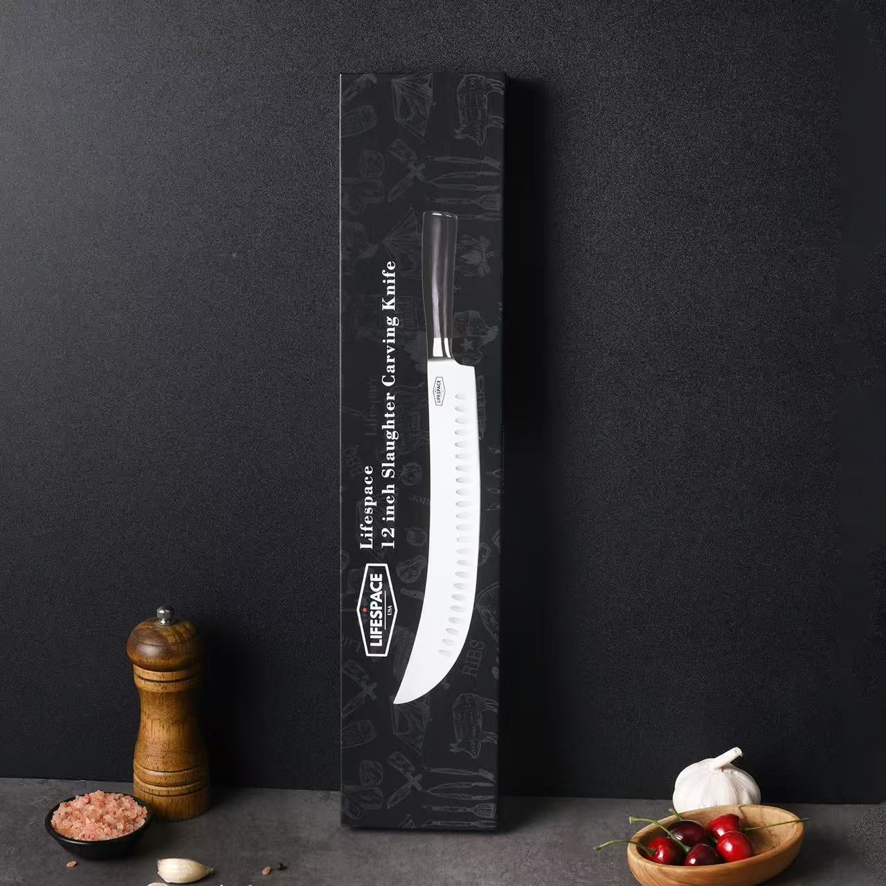 Lifespace 12" Slaughter Slicing Carving Knife in Gift Box
