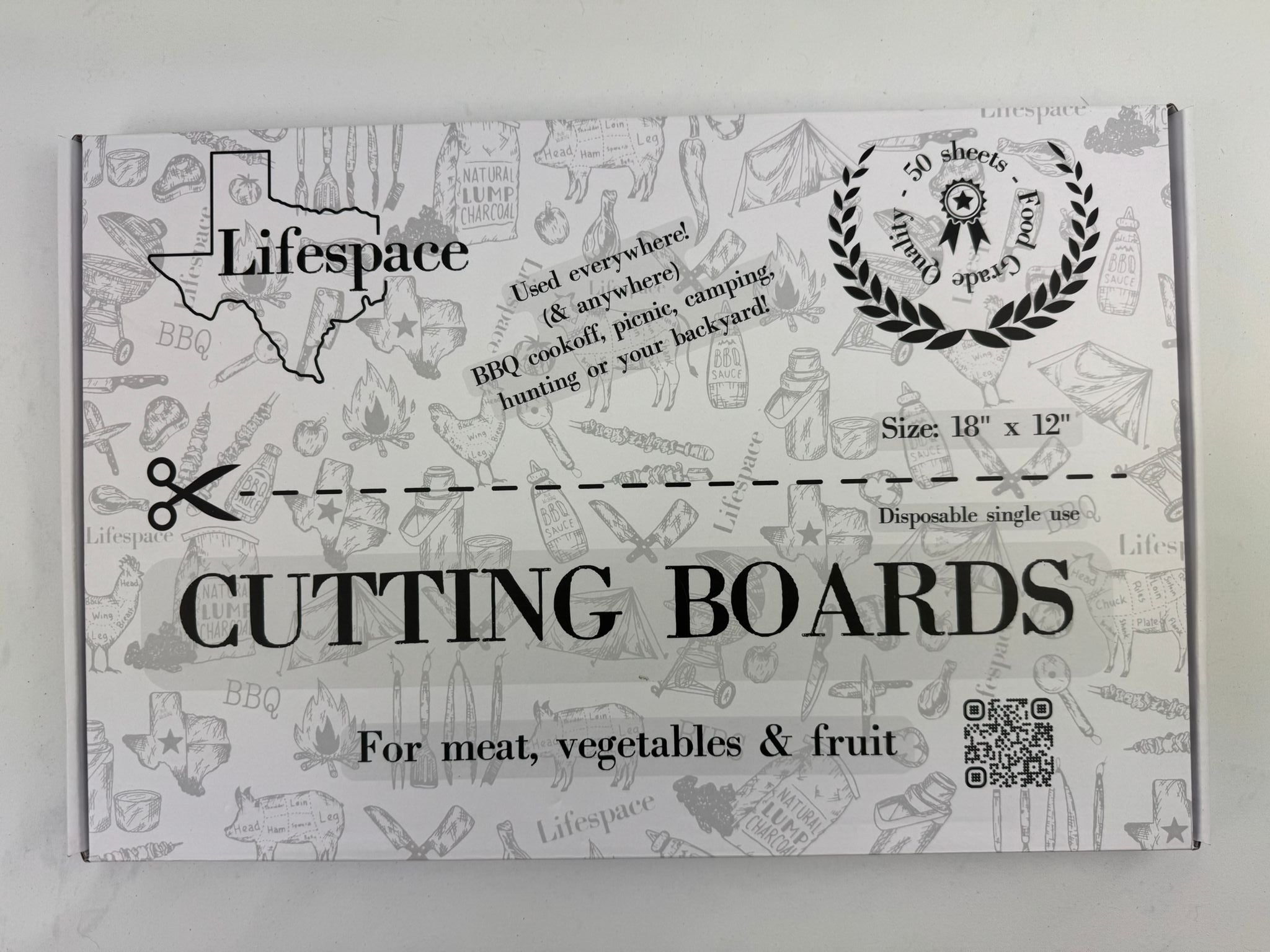 Lifespace Disposable 18" x 12" "Pig" Cutting Boards - 50x Sheets