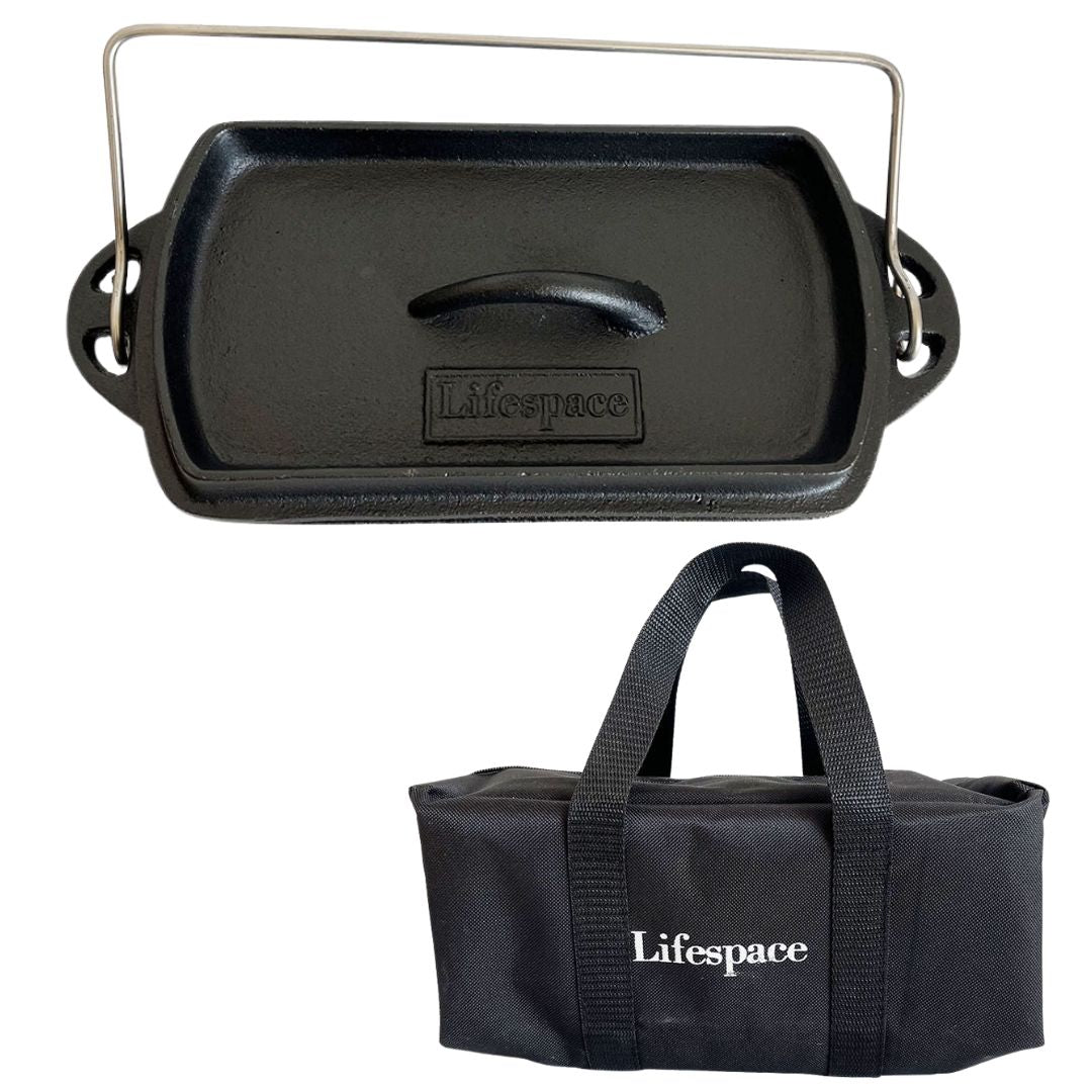 Lifespace Cast Iron Bread Pot with Handle & Carry Bag — Pre-Seasoned & Ready to Use