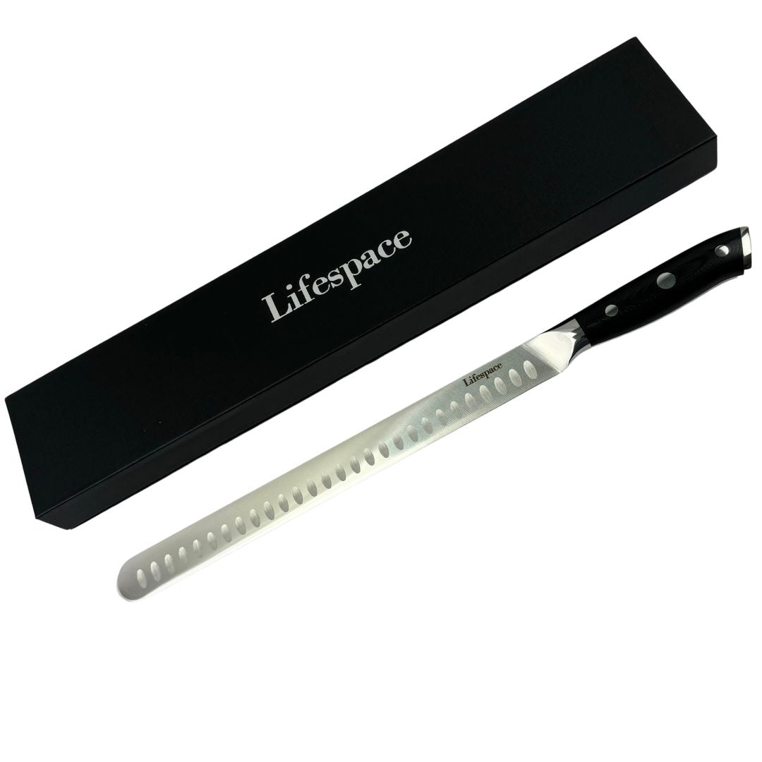 Lifespace Premium BBQ Brisket Carving Knife in Gift Box - 12in Stainless Steel Blade