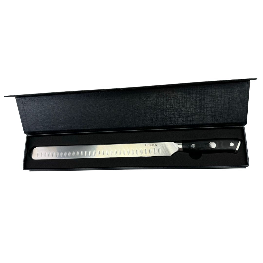 Lifespace Premium BBQ Brisket Carving Knife in Gift Box - 12in Stainless Steel Blade