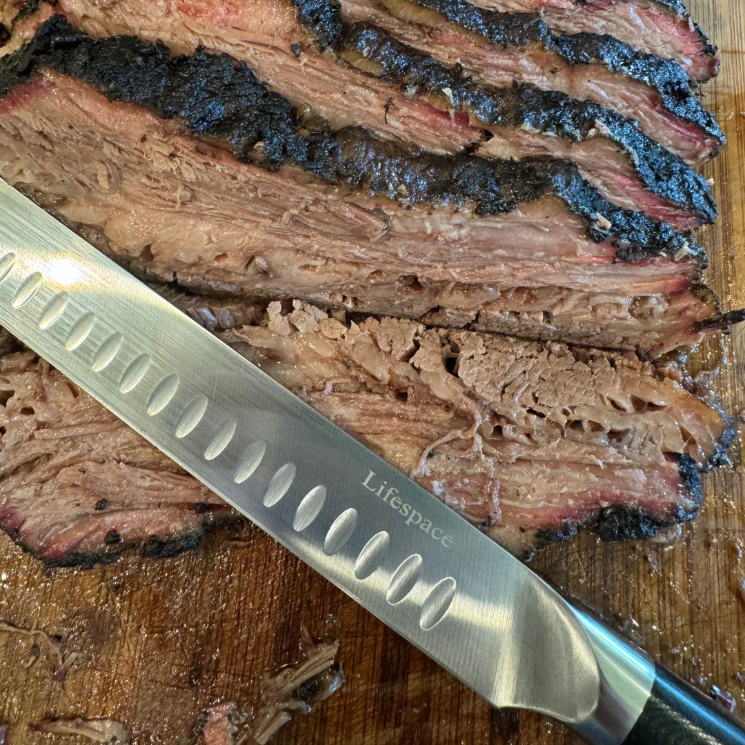 Lifespace Premium BBQ Brisket Carving Knife in Gift Box - 12in Stainless Steel Blade