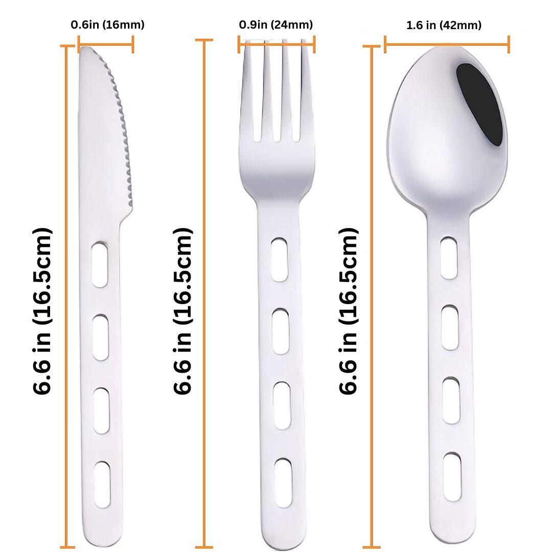 Lifespace Stainless Steel Camping Fishing Hiking Utility Cutlery Set with Bag & Carabiner