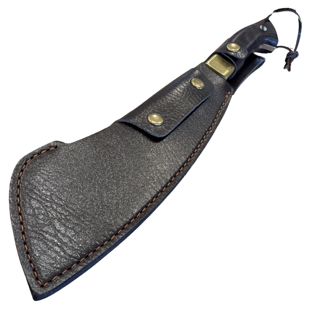 Lifespace Chopping Cleaver — Dark Wood & Copper Bolster Handle with Leather Sheath