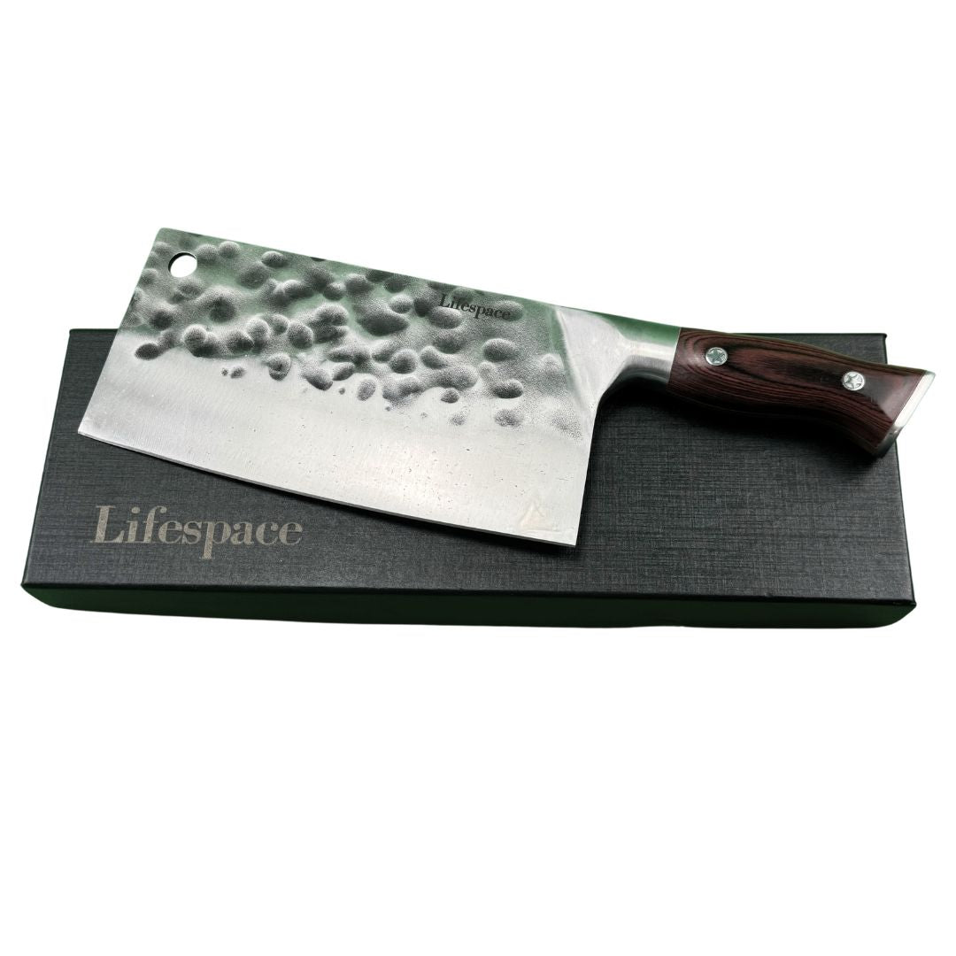 Lifespace 7.8" 'Lone Star' Square Meat Cleaver with Hole & Pakkawood Handle